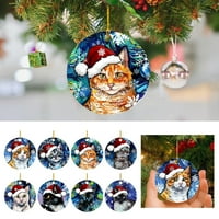 Wozhidaoke Božićni ukrasi Božićni šešir Cat Ornament Božićni ukras privjesak obojen Božićni privjesak