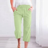 Pantalone turilly hlače za žene modne ženske hlače na čišćenju casual pune boje elastične hlače ravno široke obrezane pantalone sa džepom