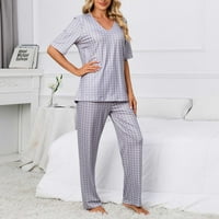 Yuwull Womens Pijama setovi ženske ljetne pidžame pidžama set kratki rukav V izrez majica Capri obrezive