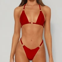 Ženski kupaći kupaći kostiminski spoljni karoserija Solidna boja Halter bikini kupaći kostim fragarn