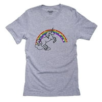 Rainbow sa skakanjem jednoroga - slatka i zabavna muška siva majica