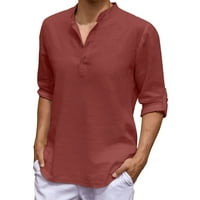 Muška majica Muškarac Dnevno pamučno posteljina majica s dugim rukavima Hippie Casual Beach T košulje sa majicama bluza s gumbom za muškarce
