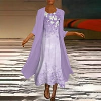 Stabilne ljetne haljine za žene Ženski povremeni modni print O izrez srednje duge dužine dvije set haljine