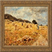 Kukuruzni polje u blizini Wooler Gold Ornate Wood uokvireno platno umjetnost Jamesa Charlesa