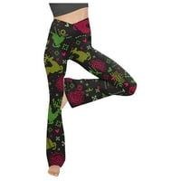 Ženske božićne ptice no yoga hlače crossover visokog struka širokog nogu vježbanja flare pantalone bootcut radne hlače haljine