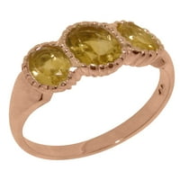 Britanci izrađeni 14k ružični zlatni prirodni citrinski ženski zaručni prsten - Opcije veličine - veličina