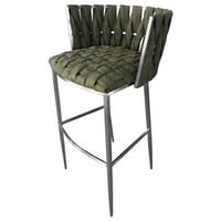 Kućni kvadrat nehrđajući čelik Extra visoka traka za stolicu Set u Jade Green