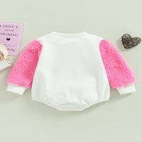 Musuos Baby Girl Valentines Day Outfit Love Heart Pulover Duks Plišani rukavac Top