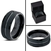 Šarmantni nakit Crni Tungsten Vjenčani prsten ili za muškarce Žene Udobnost FID CRNOGE POLIJENJENE JEDNOG