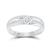 10kt bijeli zlatni mens okrugli kanal-set Diamond Trostruki vjenčani prsten za vjenčanje, CTTW