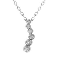 Araiya 14k bijelo zlato okruglo Diamond Drop privjesak sa ogrlicom od srebrnog lanca, 18