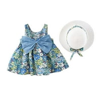 TODDLER Odjeća za uklanjanje klirence djece Dječje djevojke ljetna cvjetna haljina + šešir dvodijelni