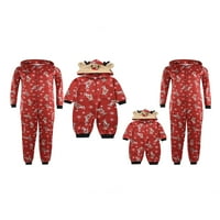 Porodica koja odgovara Božićni roditelj-Child Obiteljska odjeća za crtani printirani kombinezon sa kapuljačom