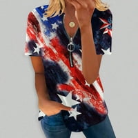 Smihono ženske tuničke vrhove plus veličina majica kratki rukav majica Patriotsko Dan nezavisnosti Grafički