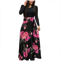 Ljetne haljine za žene modne žene s dugim rukavima cvjetni print maxi haljina dame casual suknja ljeto