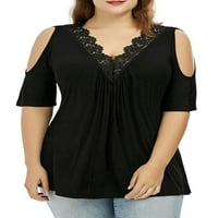 Žene plus veličina seksi v-izrez čipka za bluzu Ljeto majice u ramenu