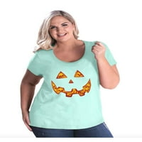 Ženska majica plus veličine - Halloween kostim bundeve lice