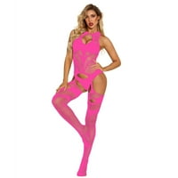 Wofedyo Open Crotch Bodystocks Perspektivni rublje Pajama Donje rublje za žene Vruće ružičaste jedna