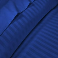 Postavljen list za krevet duboki džep - Broj navoja - egipatski pamuk - ekstra mekani i luksuzni, laka njega - kraljevska plava pruga, veličine Twin XL