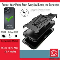 Capsule Case Vojni slučaj Kompatibilan je s iPhone Pro MA [ShockOtroof Cred Kickstand Clip Belt Clip Heavy Duty Crna kućišta] za iPhone Pro Ma