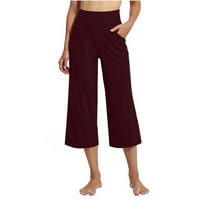 AirPow slatke hlače Ženska čista boja visoki struk Sportska fitness Yoga Široke noge Casus Casual pantalone sa džepovima za žene za uklanjanje predmeta