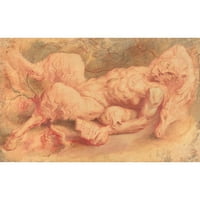 Peter Paul Rubens Black Ornate uokviren dvostruki matted muzej umjetnički print pod nazivom: pan naslonjeno