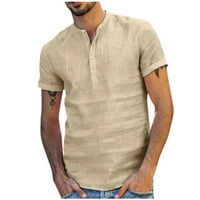 CLlios muns pamuk posteljina Henley majica casual gumb niz kratkih rukava Tropska košulja ljetne plaže