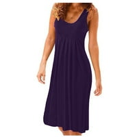 Ženske haljine V-izrez Ležerne prilike, Ljeto Sjeverna dužina A-line ljetovanje bez rukava Purple 2xl
