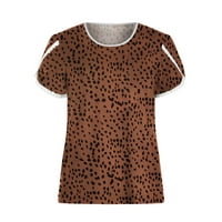 Ljetne košulje za žene Trendy Leopard tiskane kraljevske majice čipke TRIM PETAL kratki rukav casual