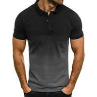 Muške majice Muška povremena sportska majica Lapel 3D gradijent kratkih rukava crni l
