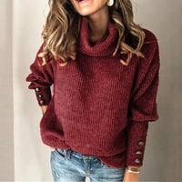 Medcursor Women Loose gumb rukav pleteni vrhovi pulover džemper dugi džemper