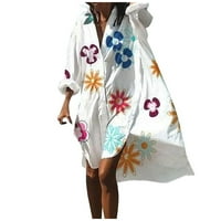 Yubatuo ljetne casual boho cvjetne labave haljine za žene V izrez Roll up rukava mini plaža haljina