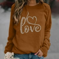 Hueook Dukseri za ženske plus veličine Štampana boja blokirajte modnu bluzu sa džepom pulover džemper