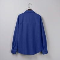 Košulje za žene Dressy Ležerne prilike Corduroy Cardigan dugih rukava Revel labave majice Plave L