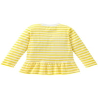 Beiwei Toddler Rabt Crtani ruffle majica Crew Crt Sweet Pulover Kids Dugi rukav Putni vrhovi žuti 4T