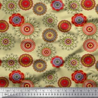 Soimoi ljubičasta pamučna poplin tkanina umjetnička cvijeta mandala dekor tkanina tiskano dvorište široko
