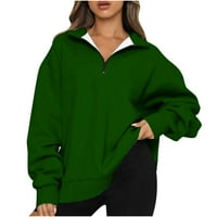 Holloyiver Womens OvershirtsHers duksevi na pola zip pulover Jesen modni odjeća četvrtina Zip Prevelike