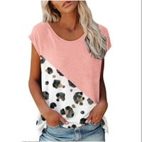 Udobna žena Ispiši okrugli vrat majica kratkih rukava na prodaju labav bluza na prodaju