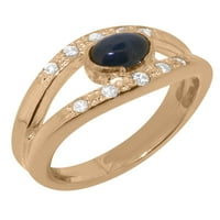 Britanci napravio 9k ružičarski zlatni safir i dijamantni prsten ženski prsten - veličine Opcije - veličine