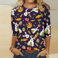 Žene Funny zeko uskrsne majice Trendy dugih rukava Crewneck Dukserica Labavi pulover Ležerne prilike