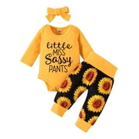 Djevojčice Outfit Sets Clearence Toddler Baby Girgi Djevojke Sunflower Pismom Štampane rub hlače za