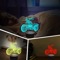 Dječja 3D motocikl Noćna lampica optičke iluzijske lampice sa bojama daljinski upravljač Timer zatamnjenja