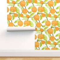 Peel & Stick pozadina 9ft 2ft - retro narančasta ljetni citrusni Clementine voćni stablo Botanički print