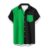 Boja blok patchwork majica za muškarce labav Fit Havajski kratki rukav casuni majica s kratkim kratkim kratkim kratkim majicama Summer Beach Top Black XL