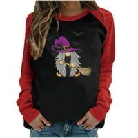 Tdoqot Halloween majice za žene - Jesen Ležerne prilike, vrat posadu plus veličina duha grafička majica dugih rukava crna veličina XL