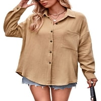 Abtel Women Cardigan bluza Revel izrez Košulje Ležerne prilike Dame Labavi rad Tunika Majica Apricot 2xl