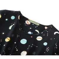 Century Star crtane spavaćice za žene kratki rukav labav pidžama pamučna noćna adresa crna planeta medij