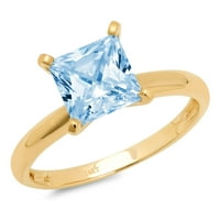 3CT princeza rez plavi simulirani dijamant 18k žuti zlatni graviranje izjava bridalna godišnjica angažman vjenčani pasijans prsten veličine 9