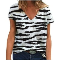 Yyeselk Leopard Print Ljeto Ženske košulje Trendi seksi V-izrez kratkih rukava Ugodne bluze Casual Loose