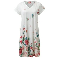 Ljetne haljine za žene plus veličine Žene Sundress casual v vrat Ljeto cvjetno tiskano haljina s kratkim